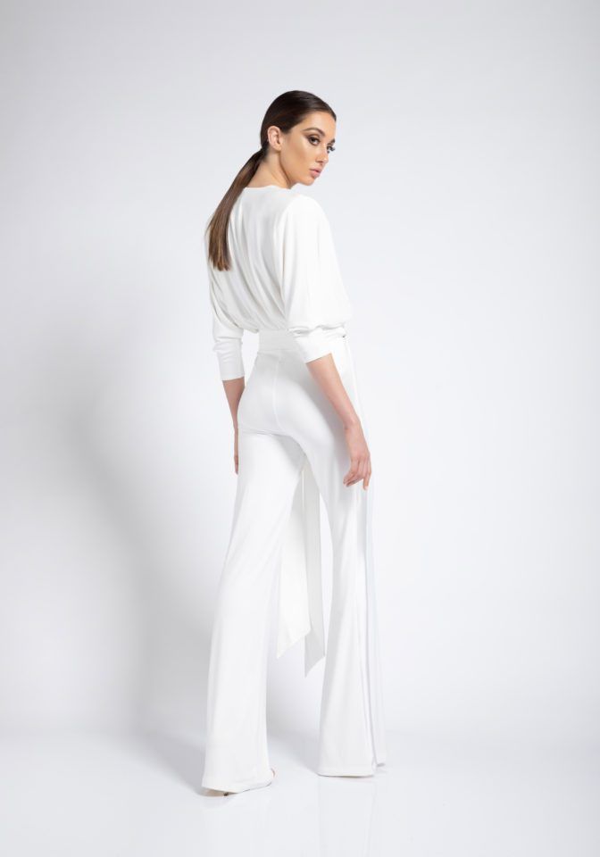 white flowing jumpsuit