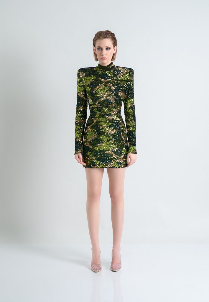 Dangerous Kind Beaded Mini Dress - Sage main image 1
